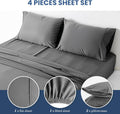 Queen Size 4 Piece Sheet, Lightweight Super Soft Easy Care Microfiber Comfycooling Bedding Sheets With Deep Pocket, Shrinkage And Fade Resistant, Hotel Luxury, Grey Grey Microfiber
