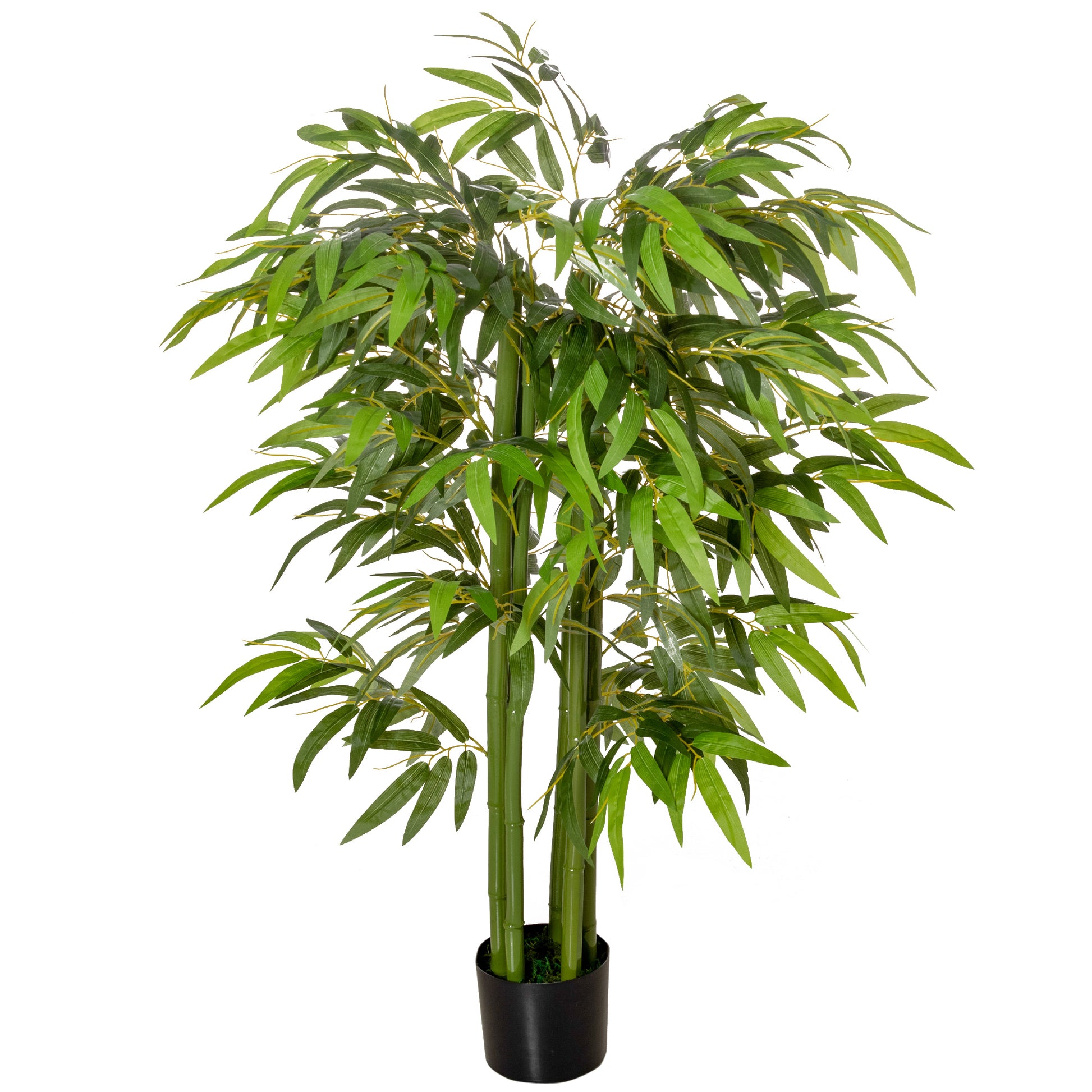 Homcom 4.5Ft Artificial Bamboo Tree, Faux Decorative Plant In Nursery Pot For Indoor Or Outdoor D Cor Green Plastic