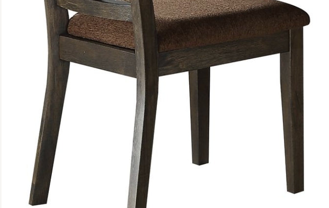 Jameson Brown Fabric & Espresso Finish Side Chair Set Of 2 Brown,Espresso Fabric,Synthetic Wood