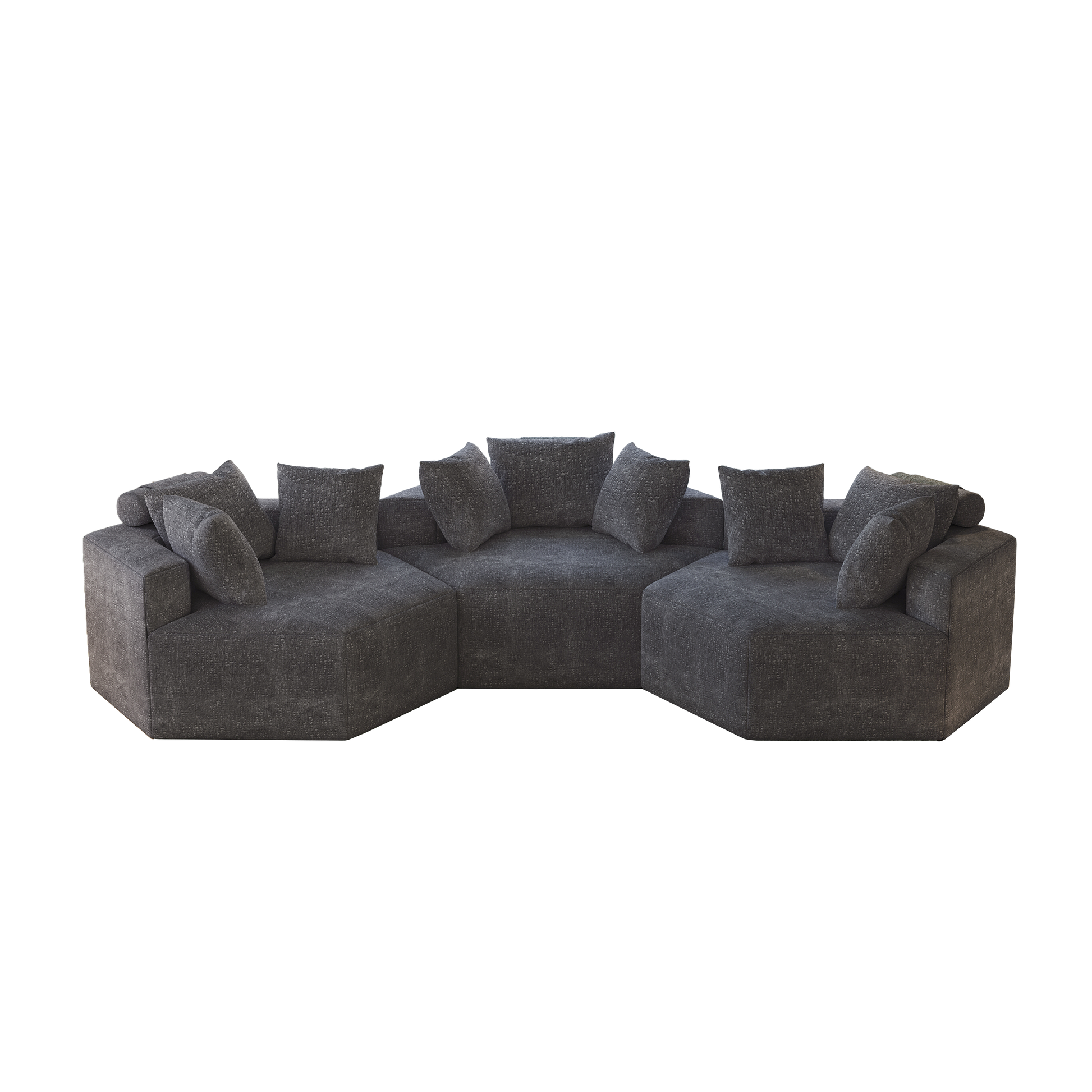 54''L Chenille Sponge Single Sofa,No Assembly Required,Fluffy Modern Sleeper Chair For Living Room, Bedroom, Lounge And Projection Room Grey Foam Chenille 1 Seat