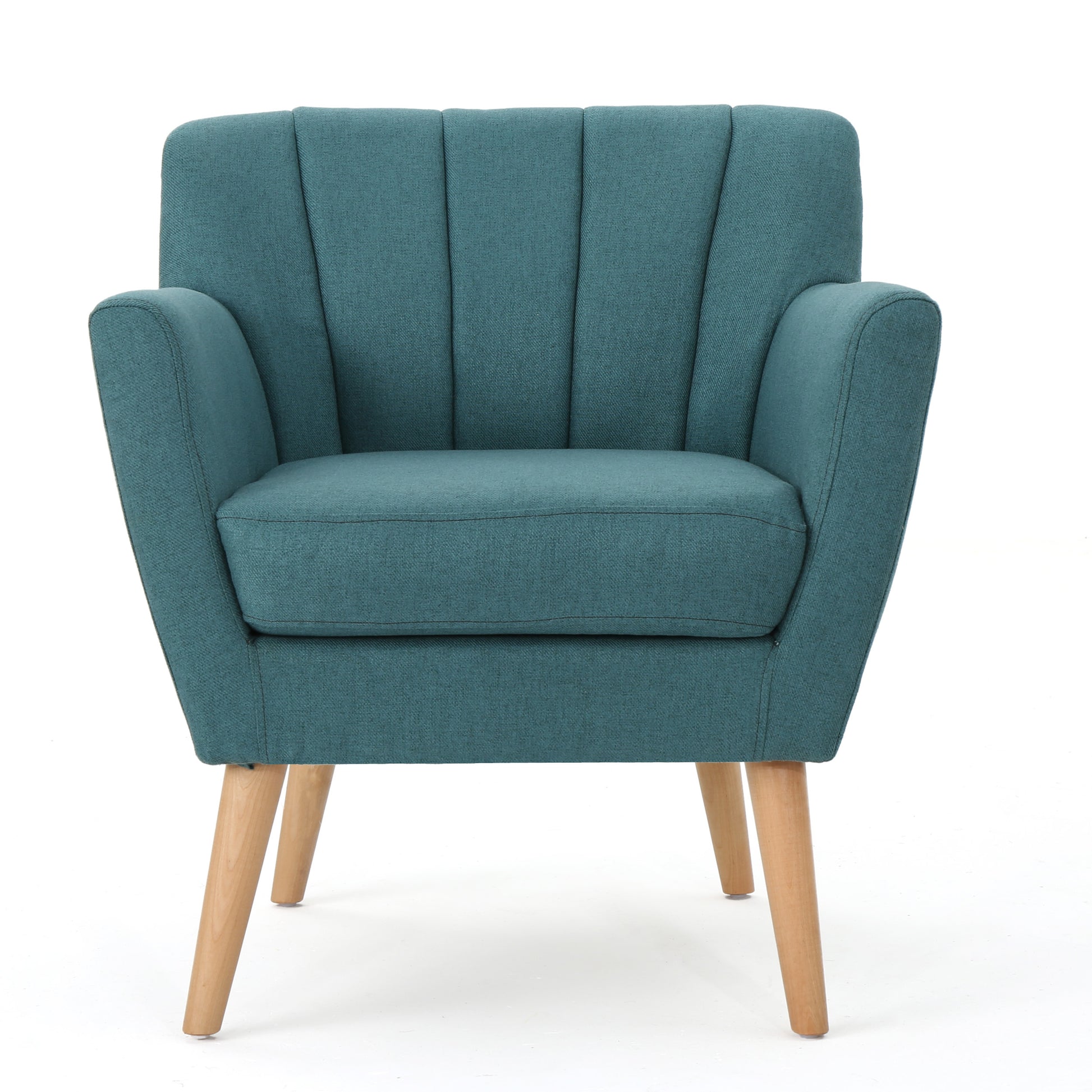 Mid Century Modern Fabric Club Chair, 28.30" W X 27.60" D X 31.50" H, Dark Teal Natural Teal Linen