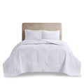 3 Piece Reversible Bedspread Set White King Cal King King White Polyester