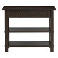 Retro Console Table With Drawer And Two Sturdy Shelves For Entryway, Living Room Espresso Espresso Mdf,Rubber Wood