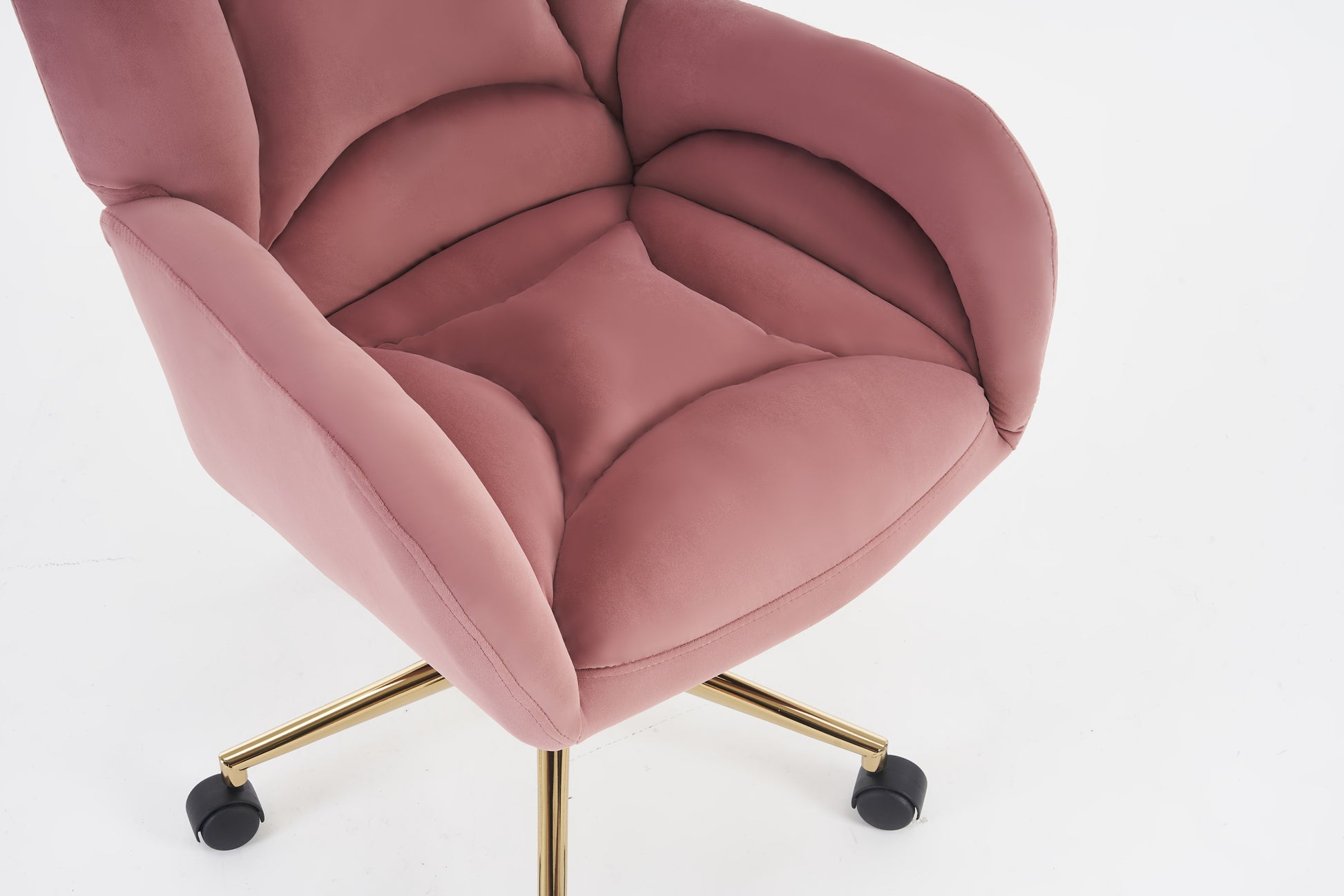 005 Velvet Fabric 360 Swivel Home Office Chair With Gold Metal Base And Universal Wheels,Pink Solid Pink Office Sponge Wipe Clean Modern Office Chairs Tufted Back Foam Swivel Velvet