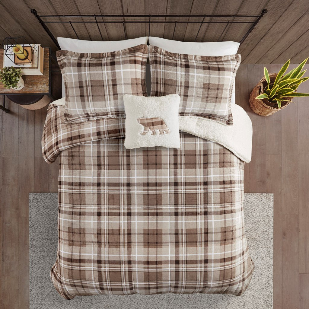 Plush To Sherpa Down Alternative Comforter Set King Multicolor Polyester