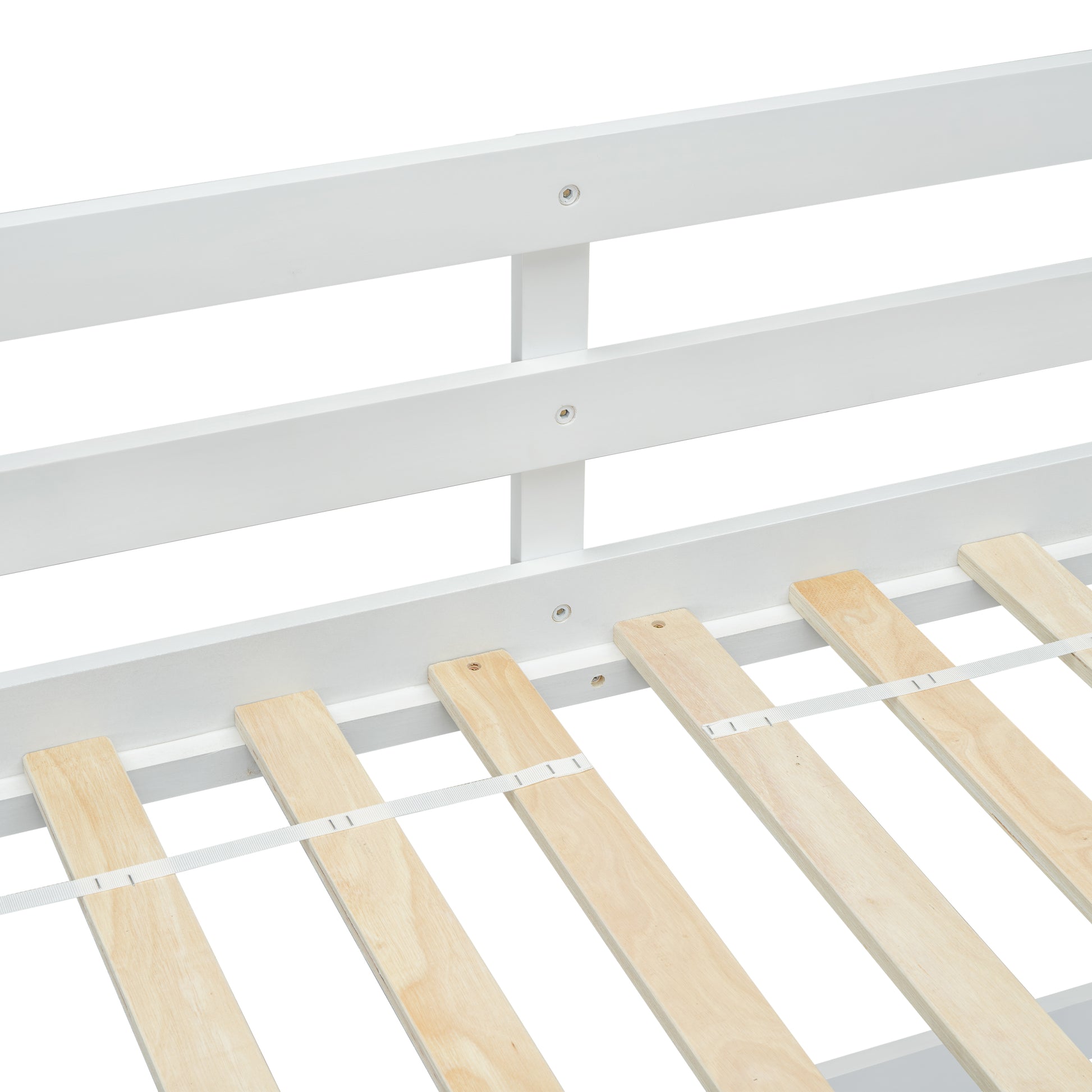 Twin Size High Loft Bed With Inclined Ladder, Guardrails,White Twin White American Design Pine