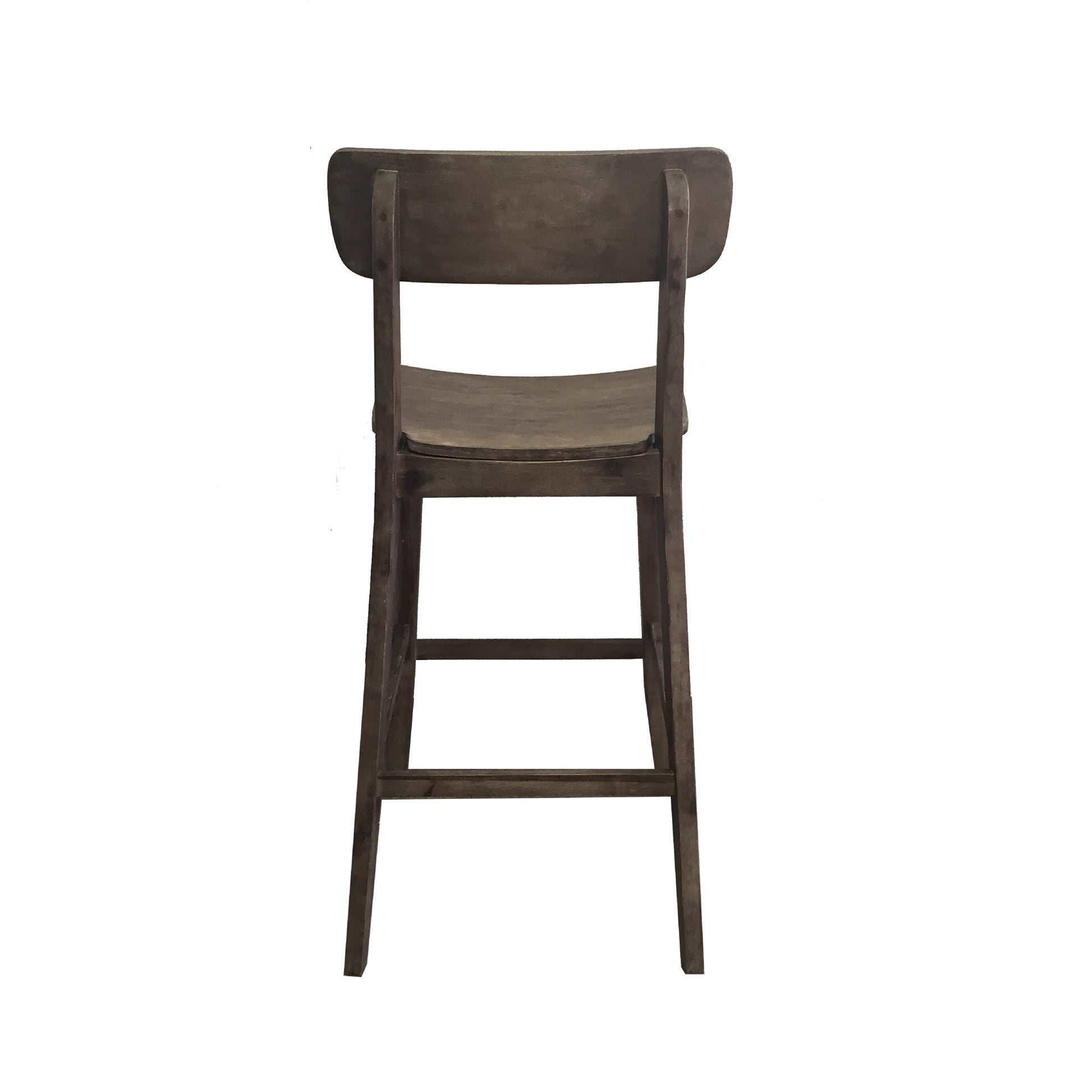 29 Inch Rubberwood Barstool With Wood Grain Details, Panel Back, Brown Brown Solid Wood