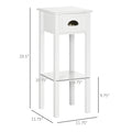 Homcom 2 Tier Side Table With Drawer, Narrow End Table With Bottom Shelf, For Living Room Or Bedroom, White White Mdf