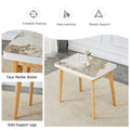 White Stone Burning Tabletop With Rubber Wooden Legs, Foldable Computer Desk, Foldable Office Desk,4 Modern Chairs Can Rotate 360 Degrees,The Seat Cushion Is Made Of Pu Material. Zd 1545Sc 003 White Sintered Stone