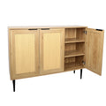 47.24 '' Wide Elegant Kitchen Buffet Storage Cabinet With 3 Rattan Doors For Bedroom Living Room Kitchen Cupboard Wooden Furniture With 3 Tier Shelving ,Natural Color Natural Particle Board