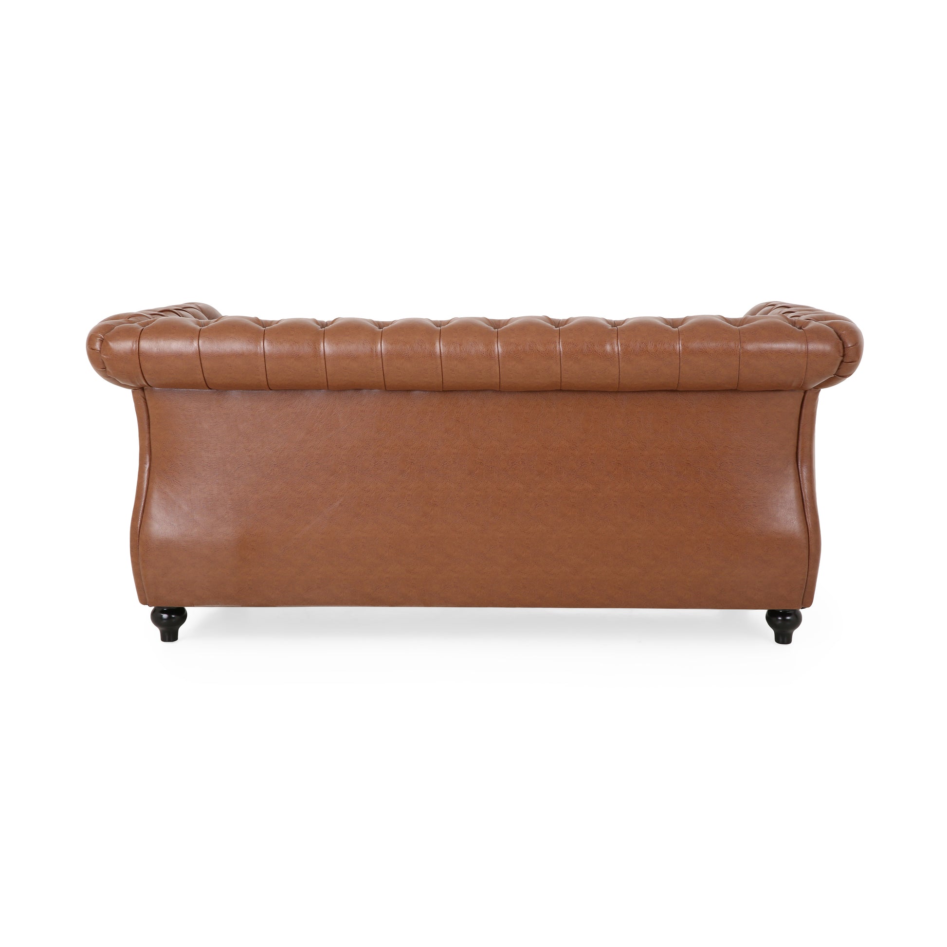 Seat Sofa Light Brown Brown Wood Primary Living Space Tufted Back American Traditional Rolled Arms Foam Pu