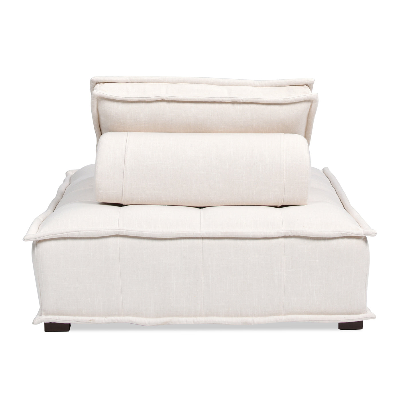 Arwen 42" Square Modular Pillow Back Lounge Chair, White Beige Linen Blend Beige Foam Linen 1 Seat