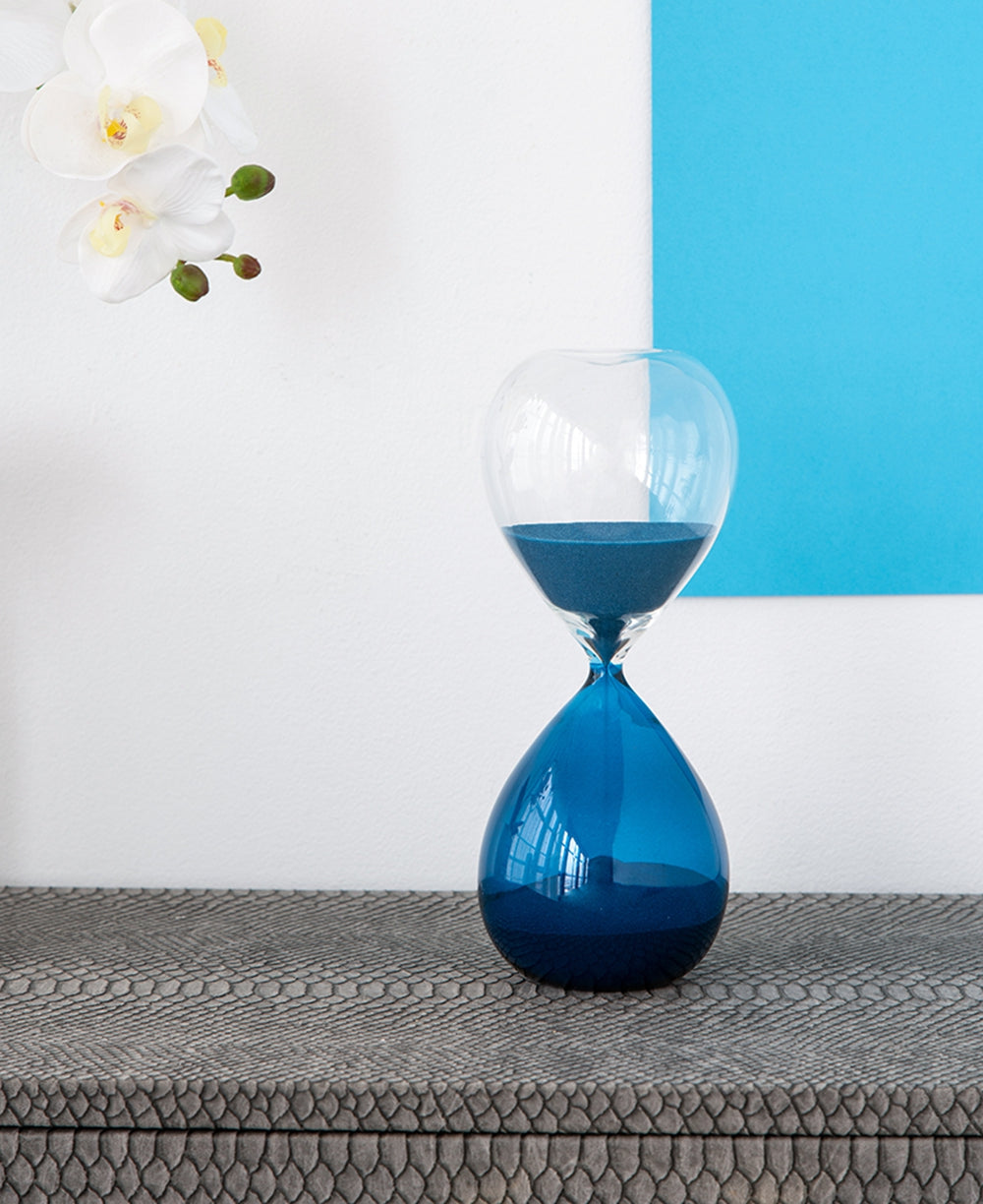 5X14" Hourglass, 60Min Blue Blue Glass