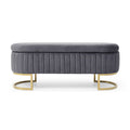 Storage Bench Bedroom Bench, Velvet Oval Upholstered End Of Bed Bench With Golden Metal Legs,50