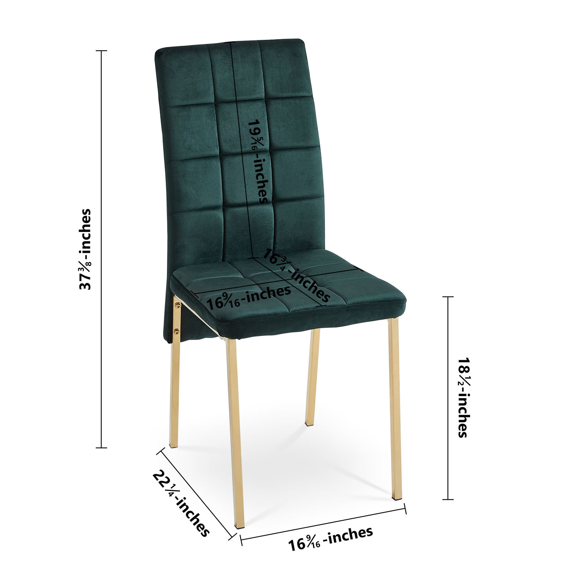Green Velvet High Back Nordic Dining Chair Modern Fabric Chair With Golden Color Legs, Set Of 4 Metal Plaid Green Dining Room Dry Clean Modern Dining Chairs Solid Back Foam Velvet