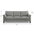 Westcott Leather Sofa Silver Grey Memory Foam Genuine Leather 3 Seat