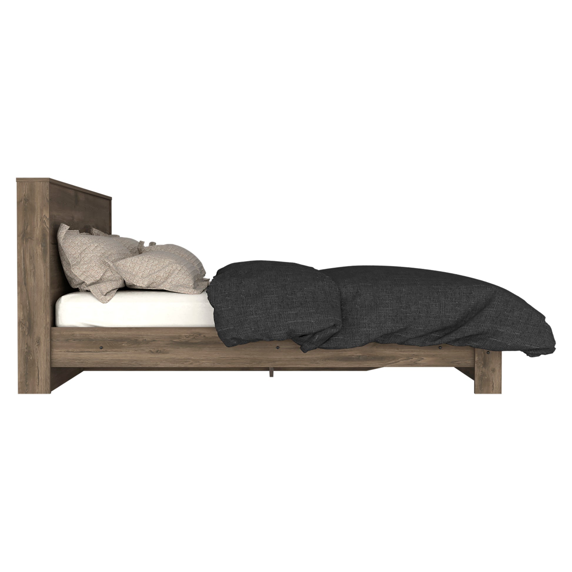 Galanto Full Size Platform Bed Base With Headboard Dark Brown Box Spring Not Required Full Xl Dark Brown Composite Brown Bedroom Modern Bed Frame Particle Board Particle Board