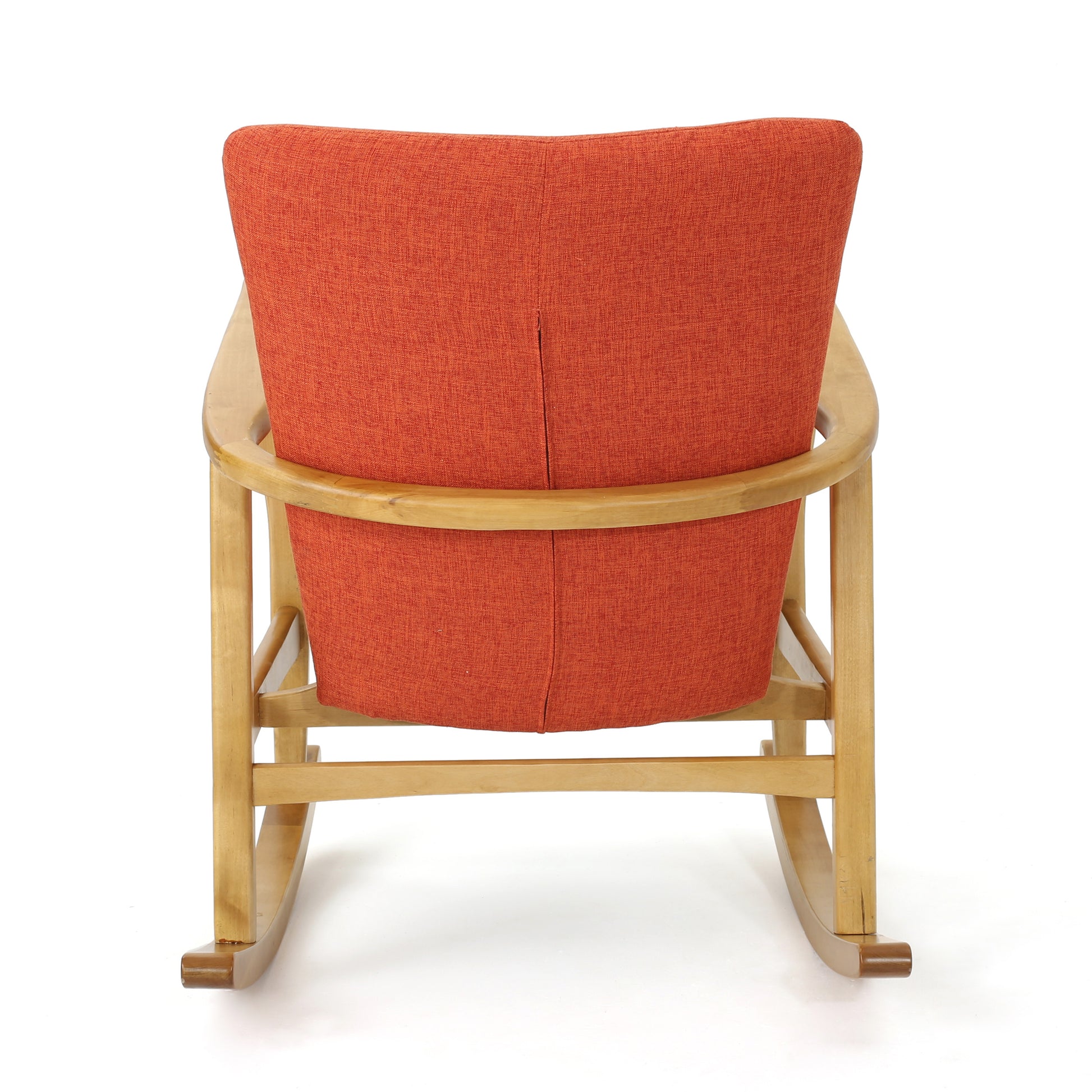 Solid Wood Rocking Chair Orange Fabric