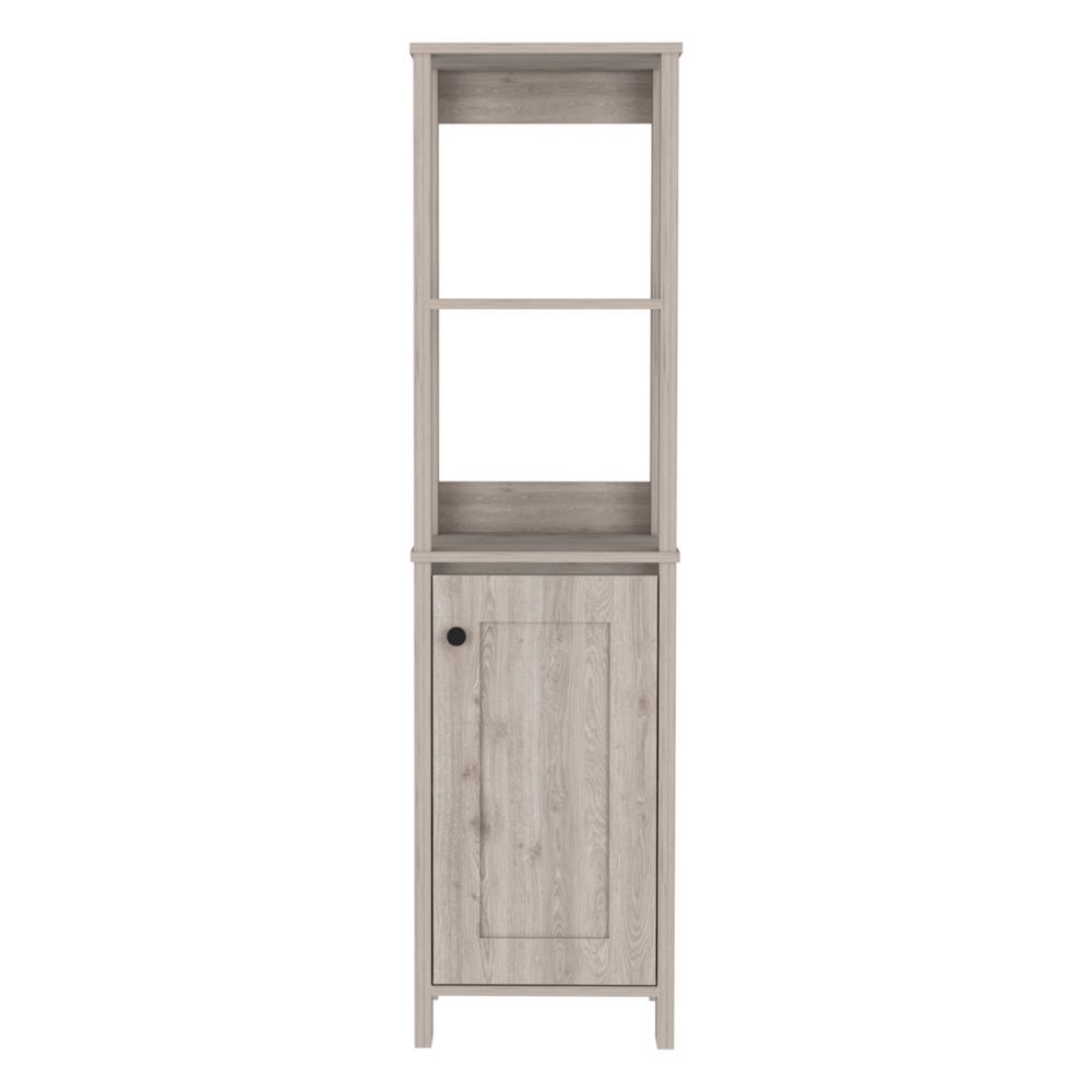 St. Clair Linen Cabinet, Two Interior Shelves, Two Open Shelves, Single Door Grey 4 Bathroom Freestanding Modern Particle Board Engineered Wood