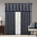 Jacquard Curtain Panel Pair 2 Pcs Window Panels Navy Polyester