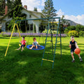 Swing Set For Kids Outdoor Backyard Playground Swing Set With Ladder And Basketball Hoop Blue 200 Lbs & Over 3 To 4 Years Steel Outdoor