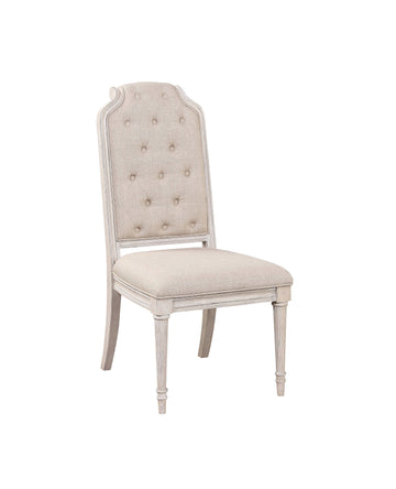 Wynsor Side Chair Set 2 , Fabric & Antique Champagne 67532 Champagne Upholstered