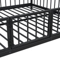 Full Over Full Size Metal Bunk Bed With Slide And Guardrails, Black Full Black Metal