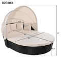 Outdoor Rattan Daybed Sunbed With Retractable Canopy Wicker Furniture, Round Outdoor Sectional Sofa Set, Black Wicker Furniture Clamshell Seating With Washable Cushions, Backyard, Porch, Beige Yes Beige Seats 8 Garden & Outdoor Foam Wicker