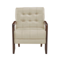 Modern Style Accent Chair Beige Leather Upholstered Tufted Detail Walnut Finish Wood Furniture 1Pc Beige Primary Living Space Contemporary,Modern Plywood
