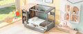 Twin Size House Bed With Two Drawers And Wardrobe,Gray Twin Gray Solid Wood