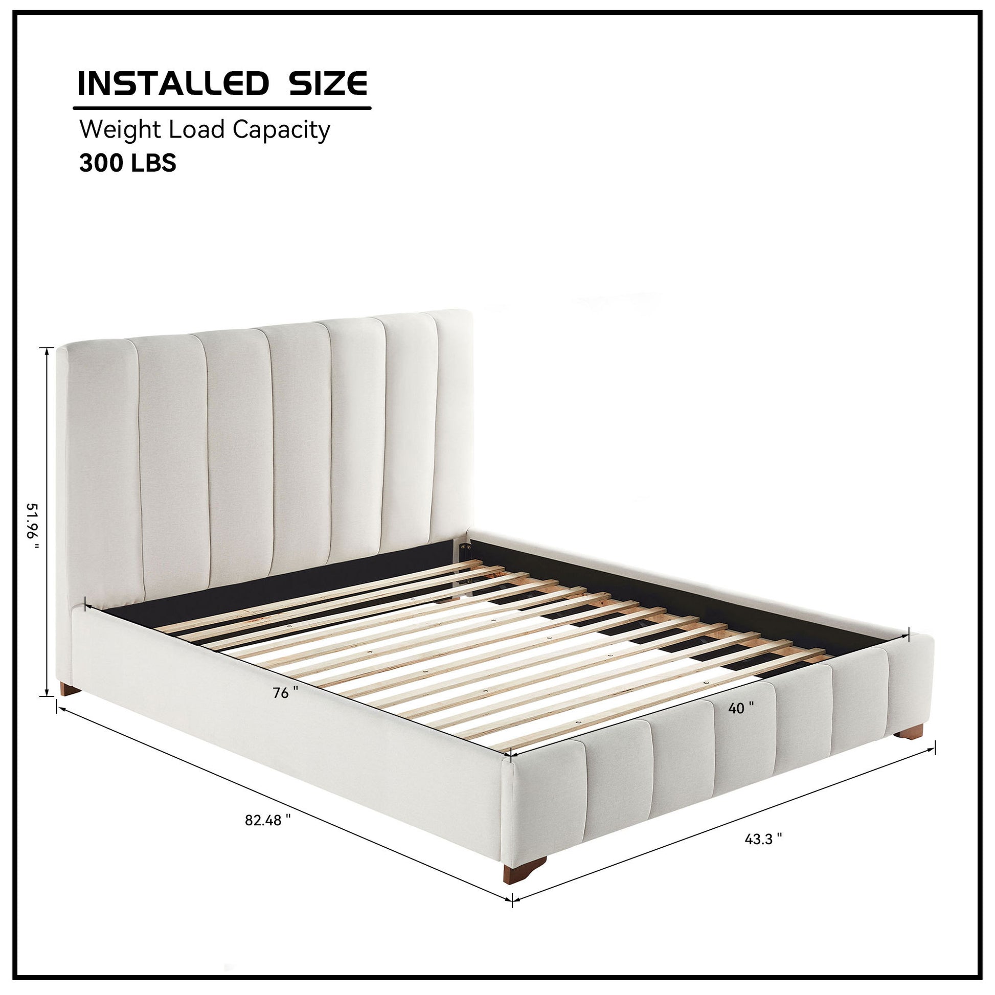 Twin Size Modern Design Bed Frame Upholstered Queen Bed Frame Platform With Headboard Fabric Headboard Wooden Slats Support, No Box Spring Needed,Mattress Foundation,White Twin White Fabric