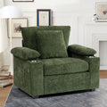 Modern Oversized Chair With Ottoman,Chenille Fabric Sofa Bed,Accent Chair Comfy Sofa With Cupholders And Usb Charging Ports Chair For Living Room,Bedroom,Apartment Green Chenille