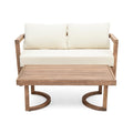5 Pieces Acacia Wood Patio Furniture Set, Outdoor Furniture With Coffee Table, Patio Conversation Set Deep Seating With Soft Cushion, Porch Chairs For Garden, Backyard Porch Balcony, Brown Wash, Beige Yes Brown Beige Seats 4 Garden & Outdoor Sectional