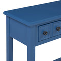 Entryway Table With 2 Drawers, Rustic Console Table With Open Shelf And Rubber Wood Legs For Entryways, Living Rooms, And Hallways Navy Navy Mdf,Rubber Wood