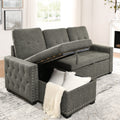 109 Inch Overisze 2 In 1 Pull Out Bed, Sectional Sleeper Sofa With Double Storage Chaise For Living Room, Grey Linen Couch Black Gray Linen Wood Primary Living Space Medium Soft Cushion Back American Design Poplar Foam Wood Fabric 4 Seat