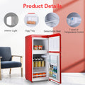 3.5Cu.Ft Compact Refrigerator Mini Fridge With Freezer, Small Refrigerator With 2 Door, 7 Level Thermostat Removable Shelves For Kitchen, Dorm, Apartment, Bar, Office, Red Red Kitchen Modern Abs Steel Q235