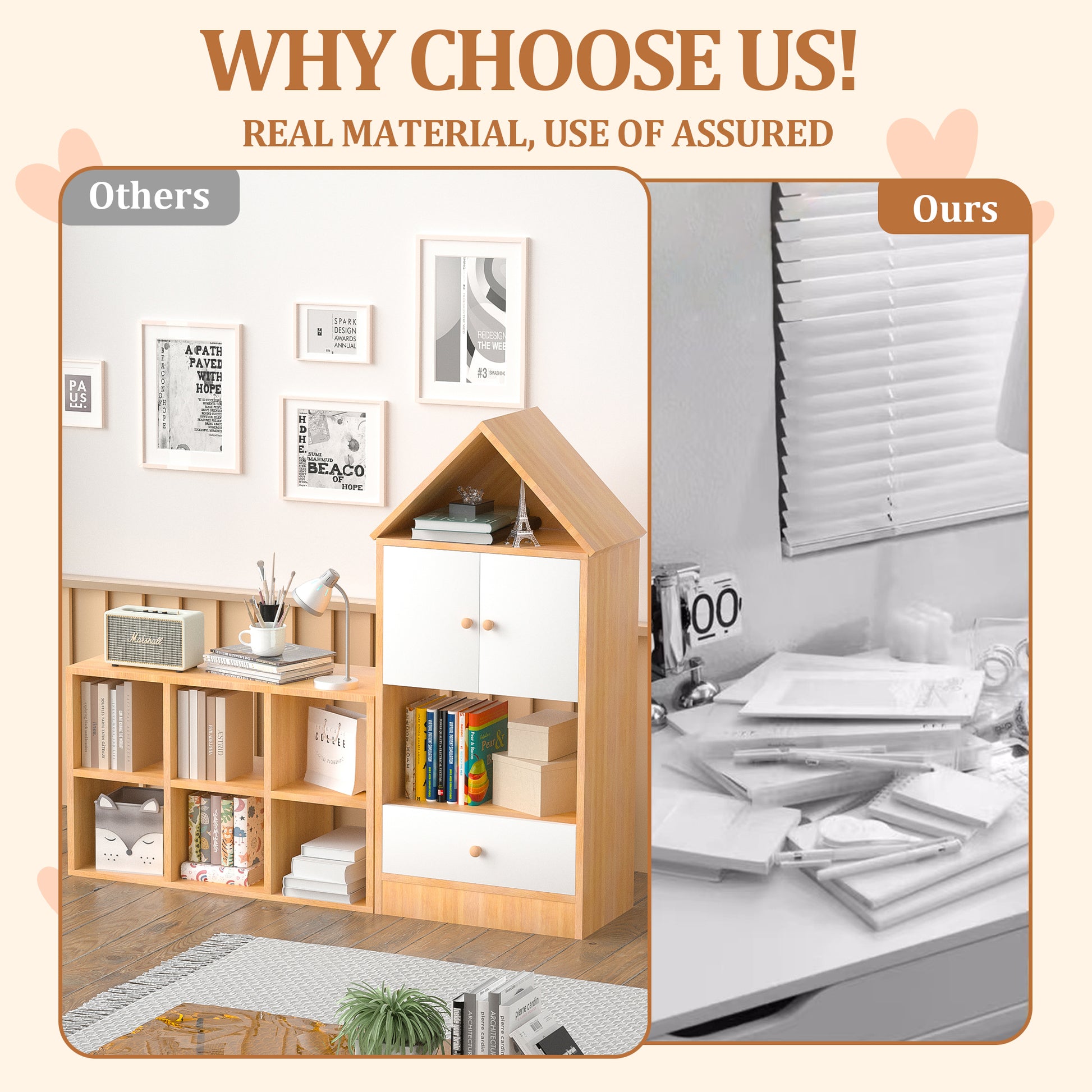 Versatile Children'S Bookshelf With House Shaped Design, Multi Functional Storage For Books And Toys, Adjustable Placement, Durable Kids Organizer For Playroom Or Bedroom Easy Assembly & Safe For
