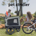 Outdoor Heavy Duty Foldable Utility Pet Stroller Dog Carriers Bicycle Trailer Black Gray Fabric Steel