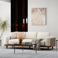 3 Seater Sofa Beige Wood 3 Seat