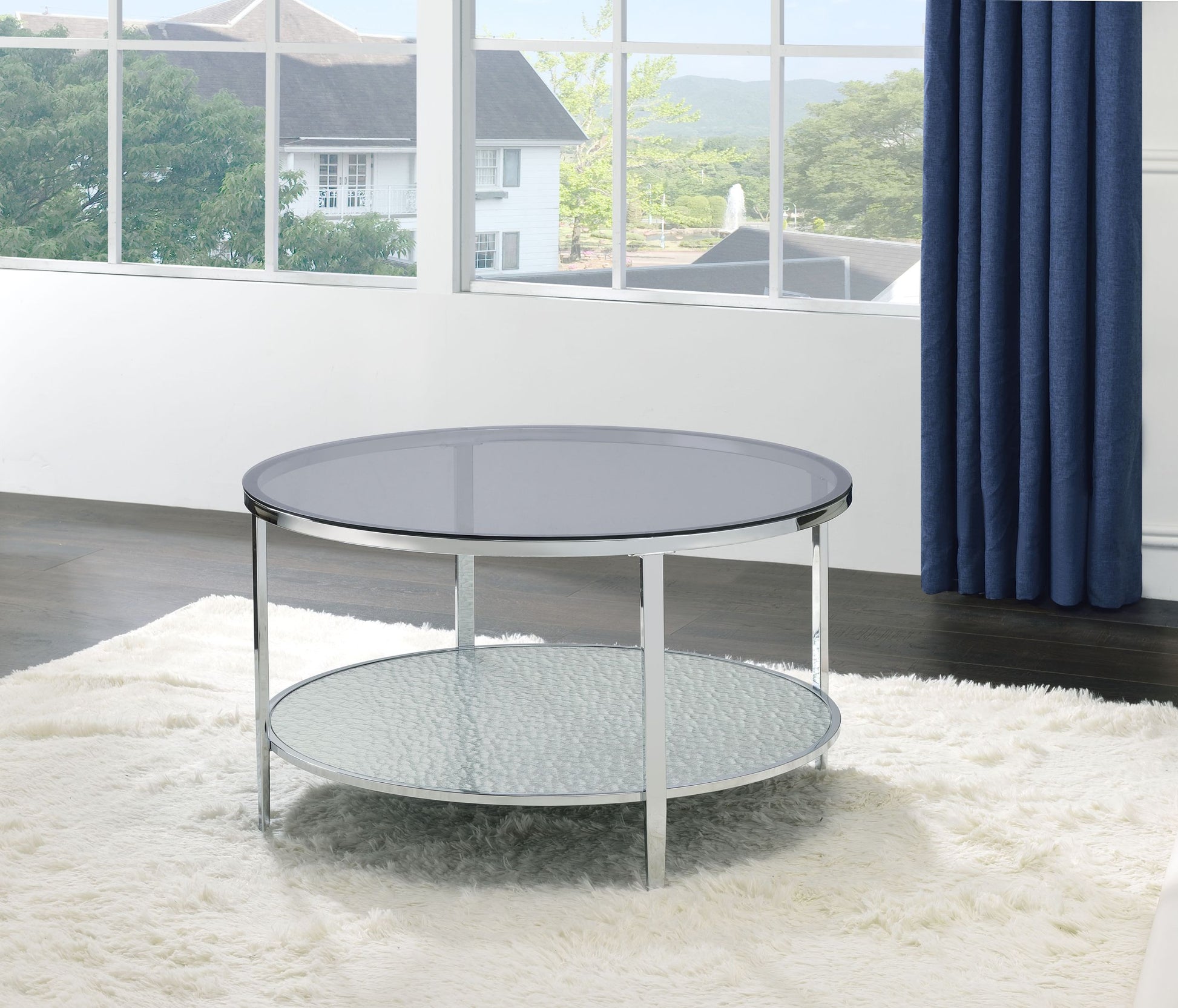 Frostine Round Coffee Table Silver Silver Metal