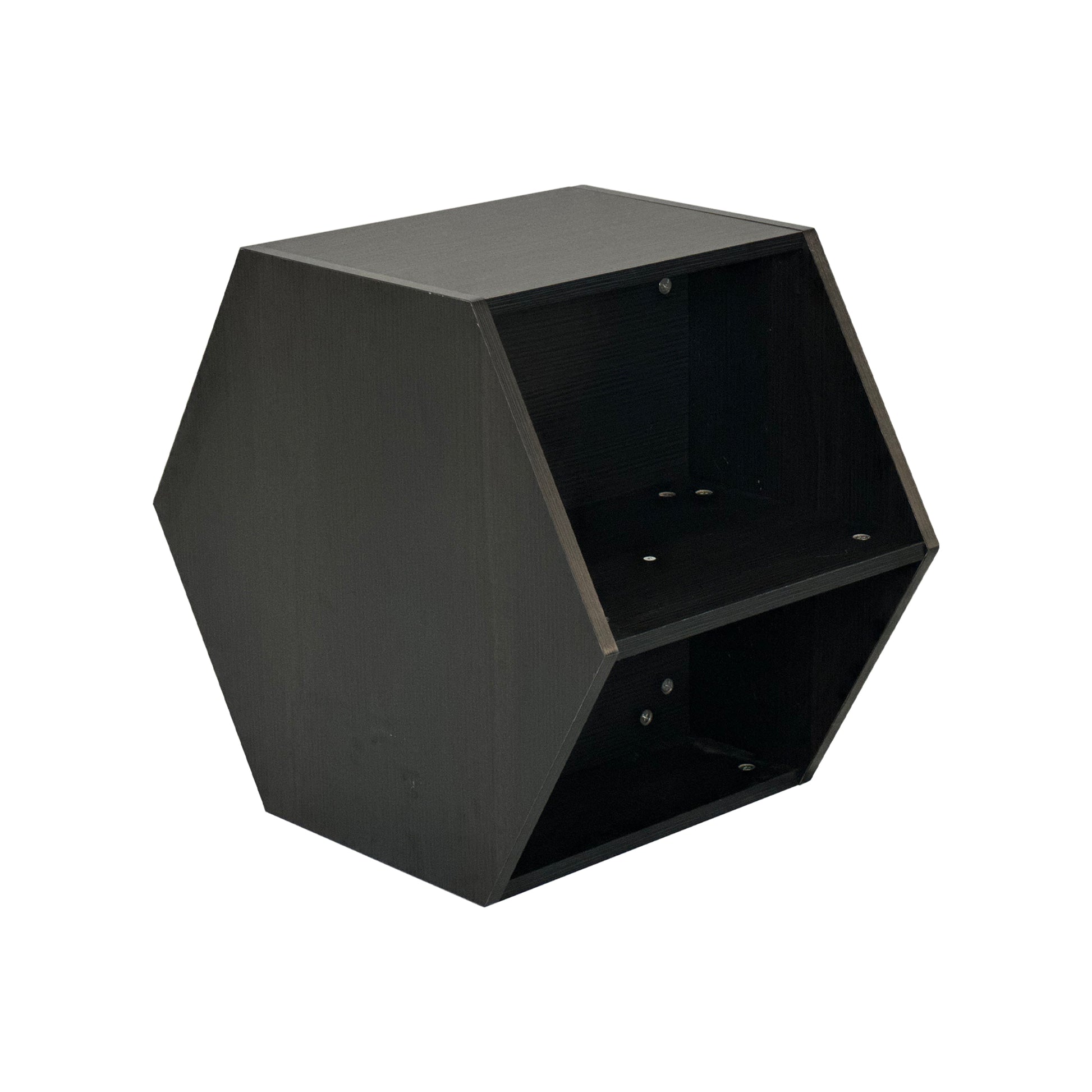 47.24'' Hexagonal Coffee Table Side Table Nightstand Burmese Sumac 2Pcs Black Brown Mdf