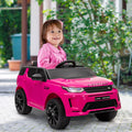 Qaba Land Rover Discovery Sport Licensed 12V Kids Ride On Car, Battery Powered Kids Electric Car With Remote Control, Soft Start, Led Lights, Music Horn, 3 Speeds, Pink Pink Plastic