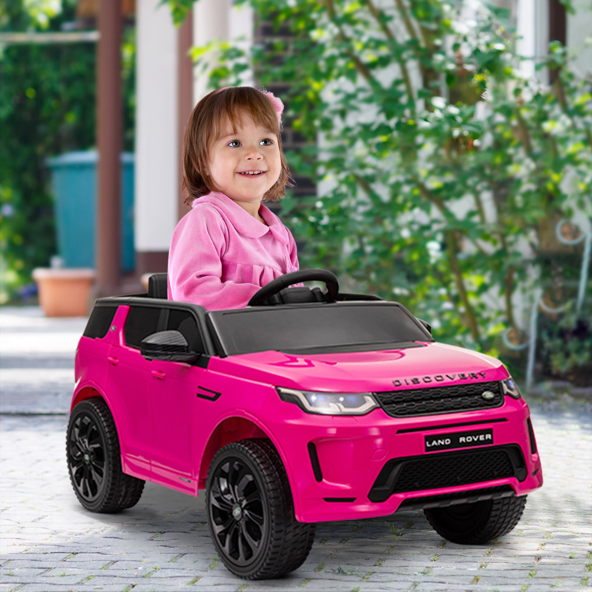 Qaba Land Rover Discovery Sport Licensed 12V Kids Ride On Car, Battery Powered Kids Electric Car With Remote Control, Soft Start, Led Lights, Music Horn, 3 Speeds, Pink Pink Plastic