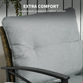 Outsunny 3 Piece Patio Rocking Chair Set, Outdoor Wicker Bistro Set With 2 Cushioned Porch Rockers And 2 Tier Coffee Table For Garden, Porch, Backyard, Light Gray Gray Steel