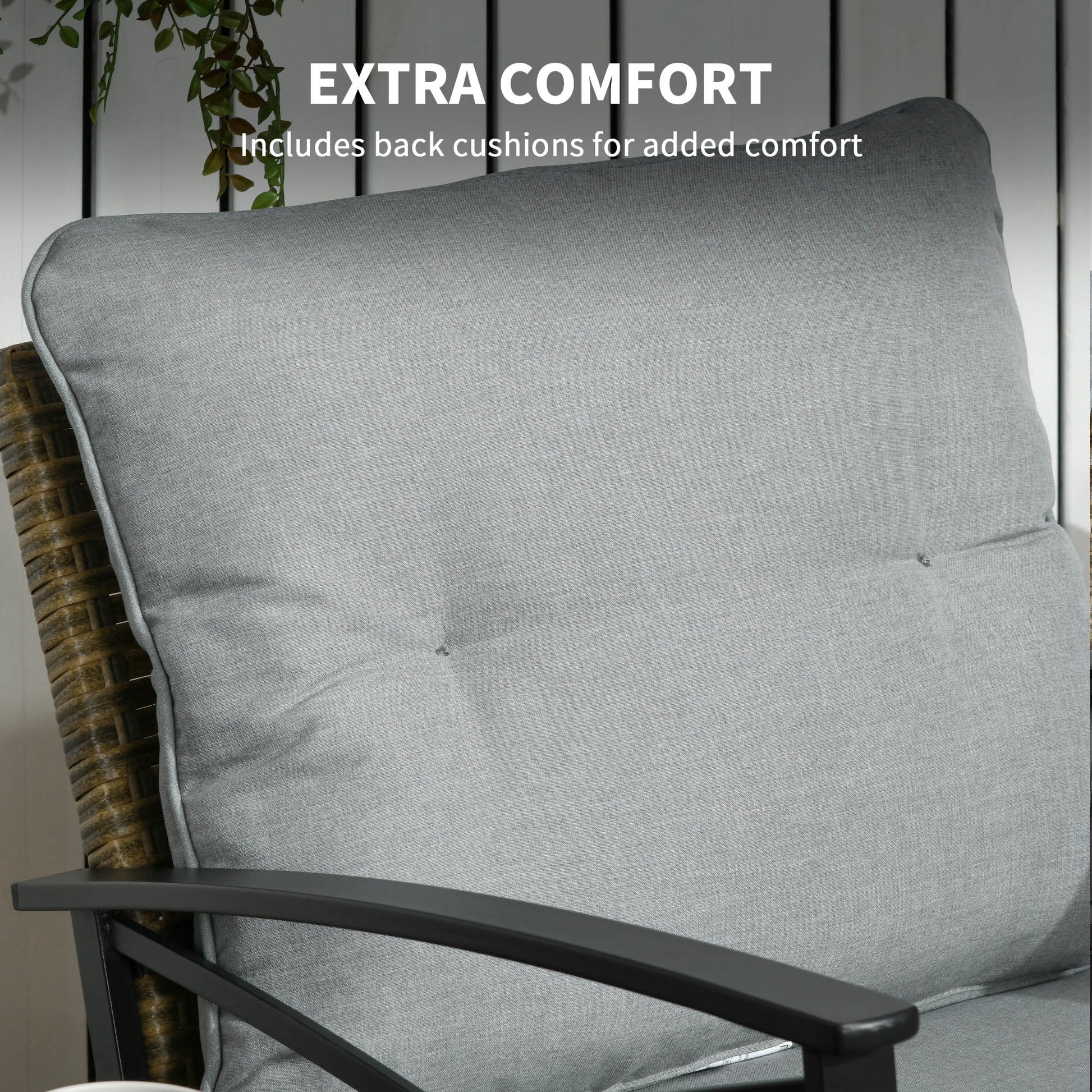 Outsunny 3 Piece Patio Rocking Chair Set, Outdoor Wicker Bistro Set With 2 Cushioned Porch Rockers And 2 Tier Coffee Table For Garden, Porch, Backyard, Light Gray Gray Steel