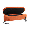 Coolmore Storage Ottoman,Bedroom End Bench,Upholstered Fabric Storage Ottoman With Safety Hinge, Entryway Padded Footstool, Ottoman Bench For Living Room & Bedroom Orange Orange Foam Velvet