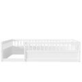 Full Floor Bed Frame With Fence, Wood Kids Floor Beds Frame For Bedroom Playroom,White Expect Arrive Date Jul. 10Th Full White Pine