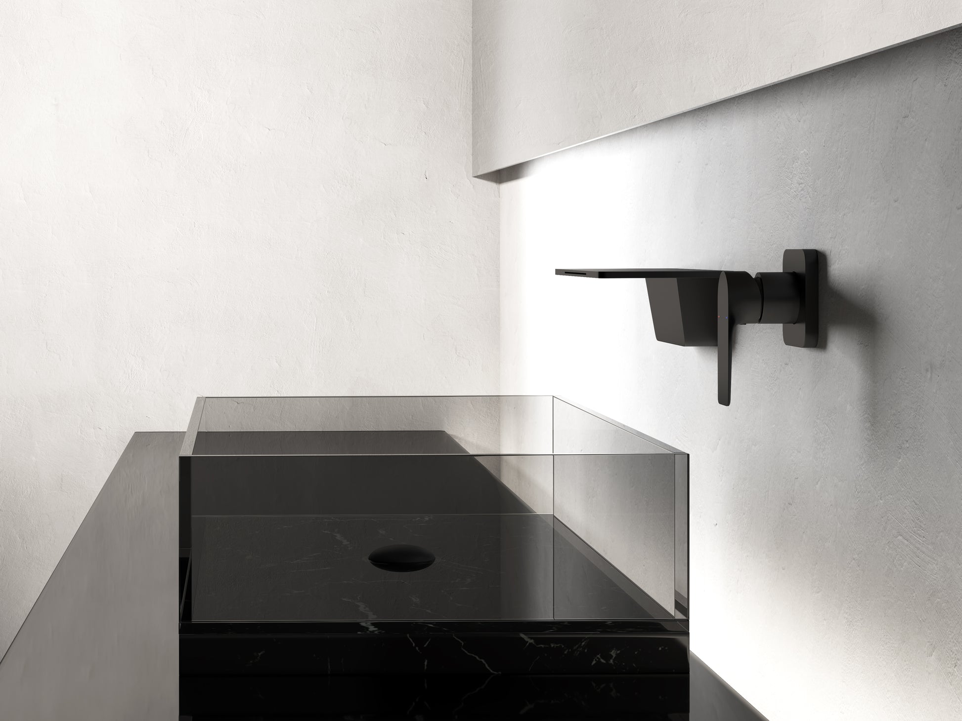 Waterfall Bathroom Sink Faucet Matte Black Brass