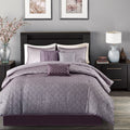 7 Piece Jaquard Comforter Set Purple Cal King California King Purple Polyester