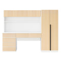 2 Door Wooden Storage Desk Wardrobe For Bedroom With Shelves And Drawers,Natural Natural Mdf Lvl